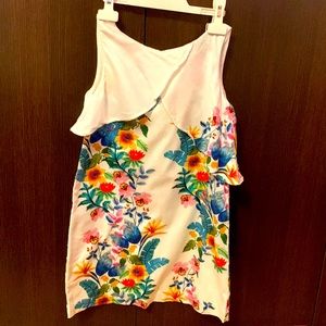 Cute white dress with colorful flower patterns